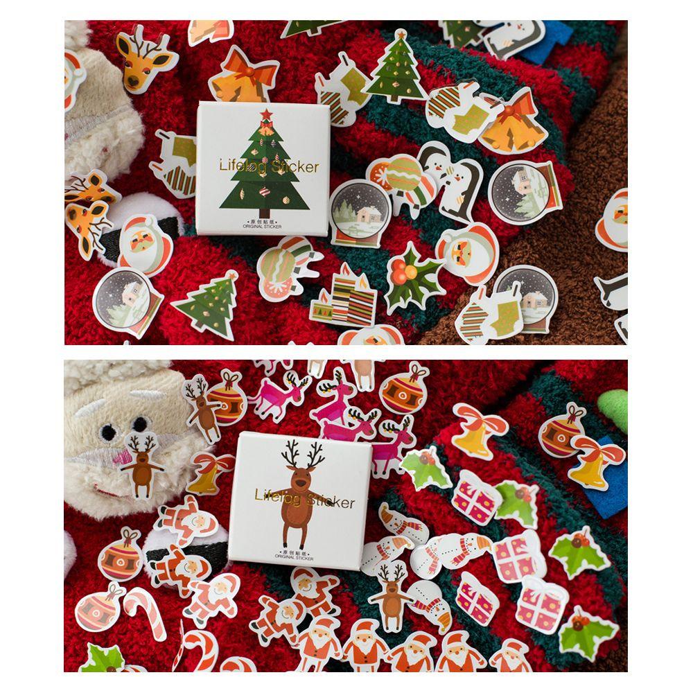 Populer 50Pcs/Box Stiker Kertas Stationery Santa Claus Merry Christmas Albums Decor