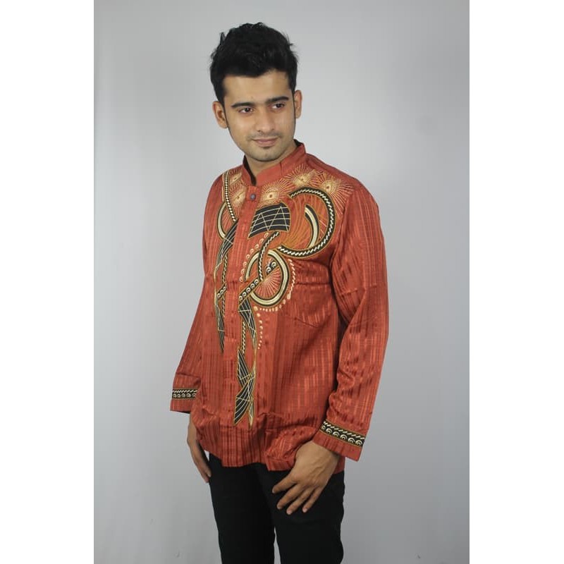 MY BAJU KOKO PRIA MOTIF FULL BORDIR TN71 ORANGE