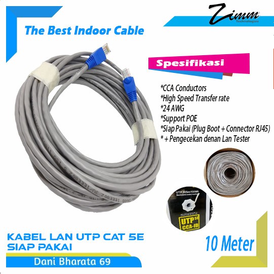 Kabel Lan Cat5e 10 Meter Siap Pakai Kabel Lan UTP Cat 5e Lan CAT5 UTP FTP 10M SIAP PAKAI