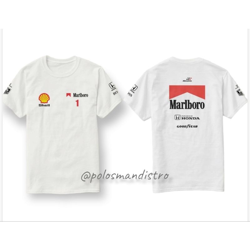 kaos / Baju / Tshirt Distro SHELL HONDA MARLBORD mclaren Racing Logo Sponsor Balap Motor One Prix bd