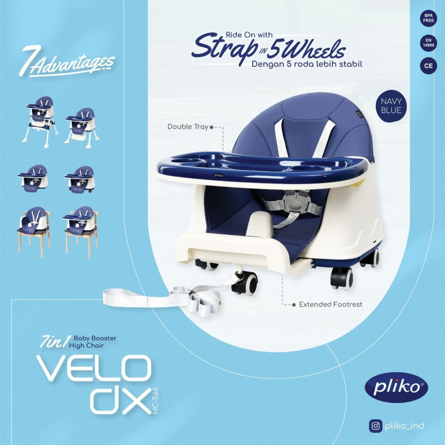 High Chair Pliko 7in1 Velo DX HC-566/ VELO LX HC-562 / Velo CX HC-565 / Velo LX 6in1 HC 560 /Kursi Makan Bayi