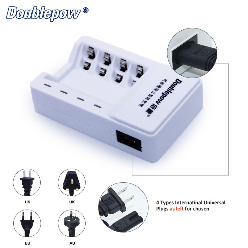 DOUBLEPOW Charger Baterai 4 Slots for AA/AAA Ni-MH Ni-CD - DP-K11 - White