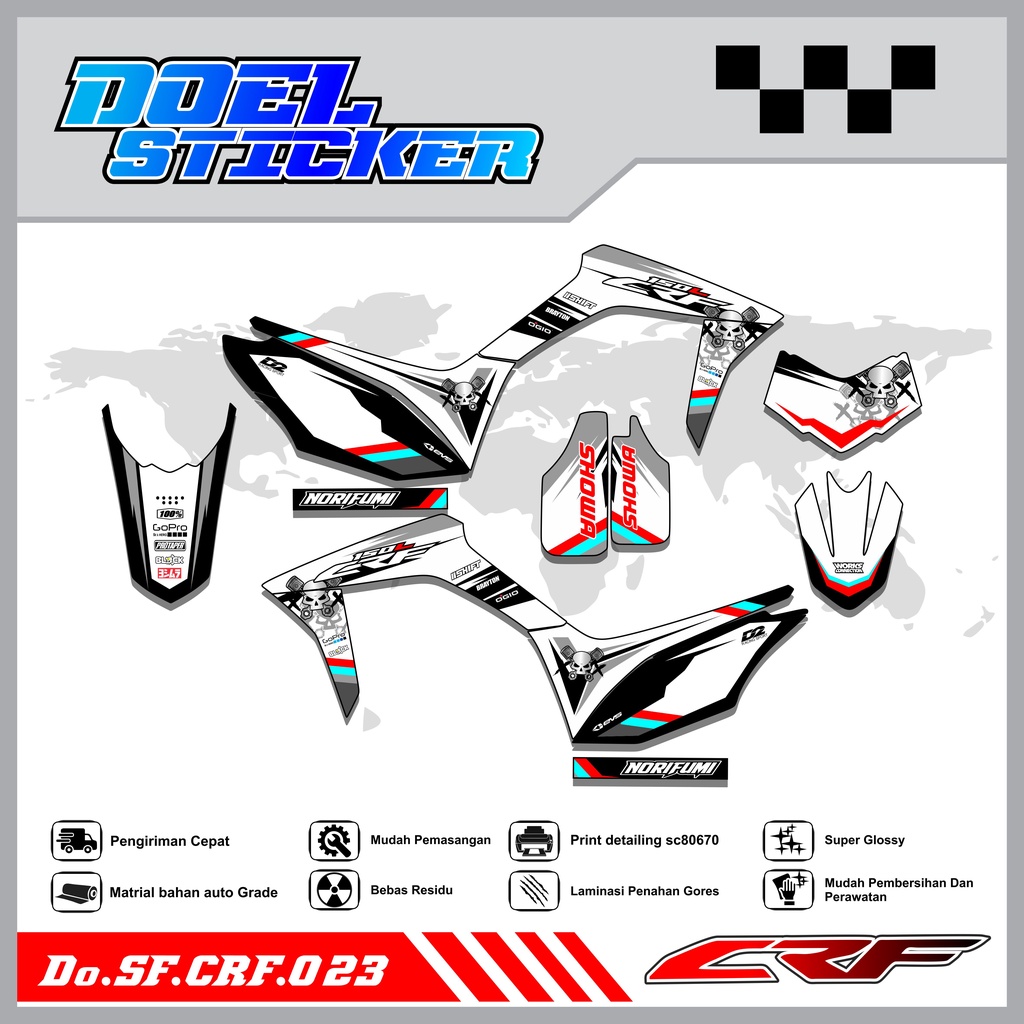 Sticker Striping Semifull CRF 150L List Variasi Hologram Pelangi,Crome Doel 023