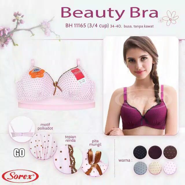 gof SOREX BH Tanpa Kawat 11165 Bra Busa Tipis Pakaian Dalam Wanita Bra Ukuran 34/40