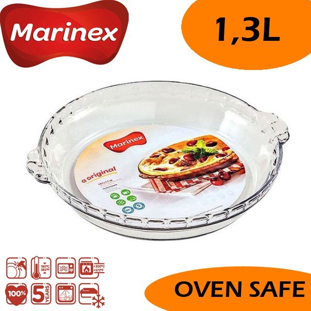 Marinex 6228 Loyang Pie Kaca 1.3 Liter Medium Flute Glass Pie Pan Dish