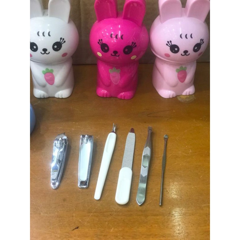 Manicure set Rabbit lucu model kelinci 6in1 / Manicure mini travel gantungan