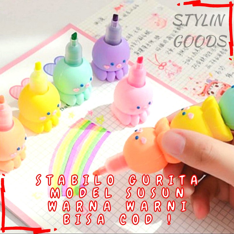 

SETABILO / HIGHLIGHTER / MARKER SUSUN BENTUK GURITA LUCU UNIK ALAT TULIS FANCY TERMURAH READY STOK