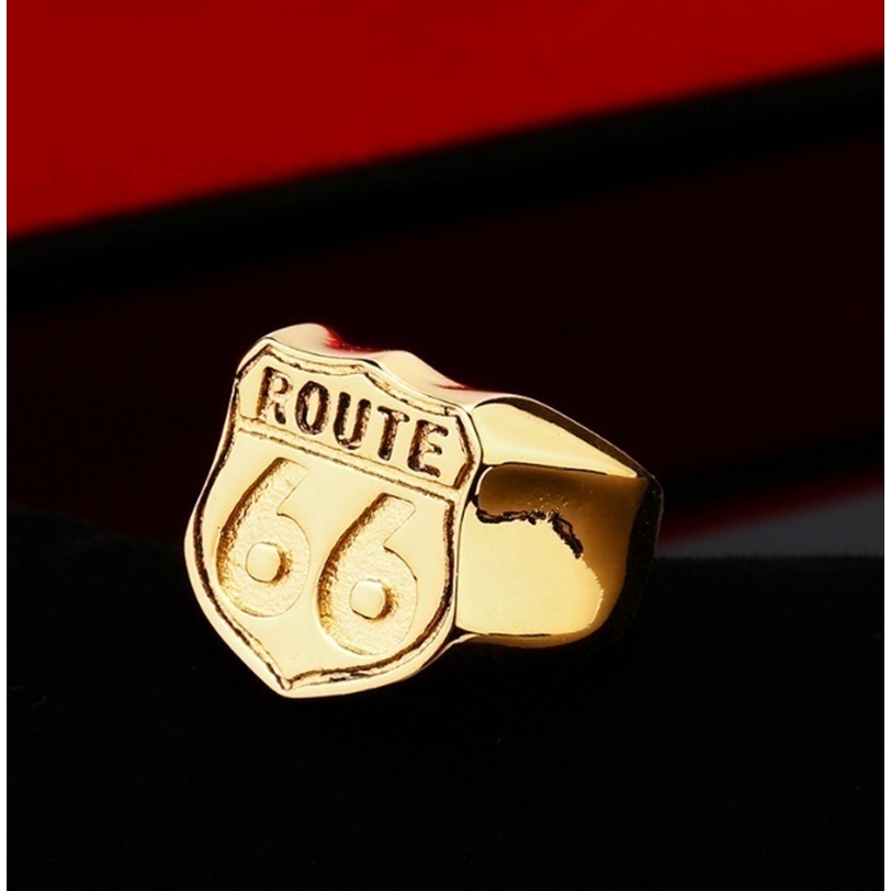 Cincin Desain American Cyclist ROUTE 66 Untuk Pria