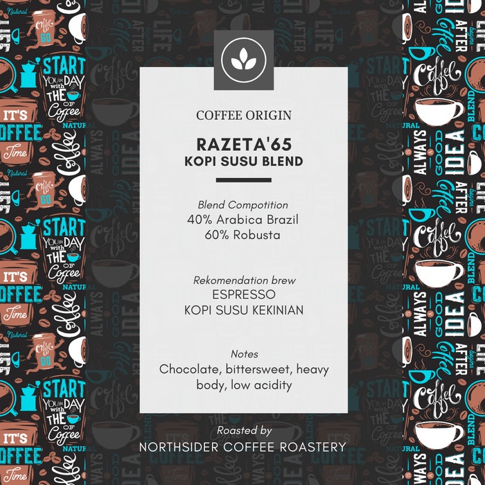 

kopi-biji- biji kopi susu razeta'65 blend - 1kg northsider coffee - biji kopi -biji-kopi.