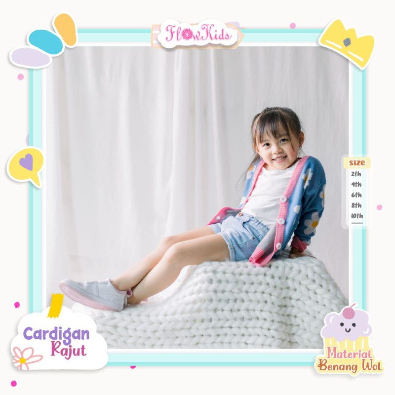 Afsheenastore Cardigan Rajut Flowkids Premium