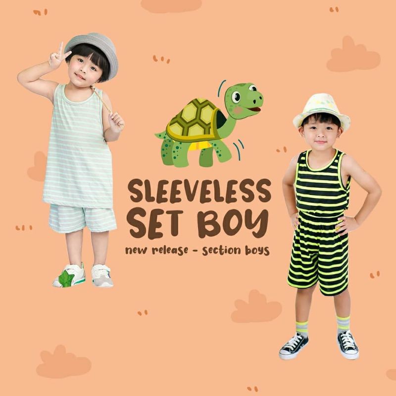 Sleeveless Set Boy Jump inc BOP Setelan Kaos Singlet Anak Kutung Adem