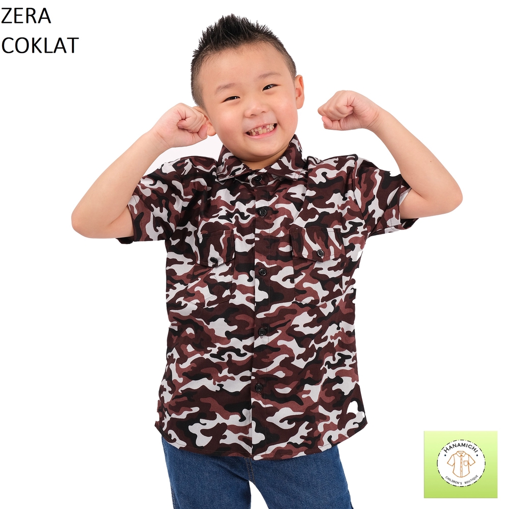 Hanamichi ZERA Baju Kemeja Anak Lengan Pendek Motif Camo