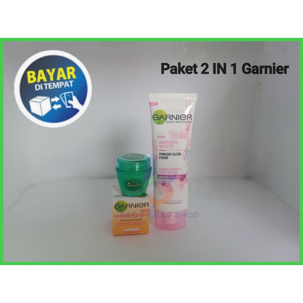 PROMO Paket 2 IN 1 Garnier - Garnier Sakura White Facial Foam 50 ml dan Cream Garnier Complete White