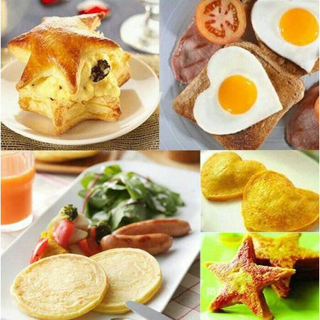 Cetakan Telur Ceplok Love Bulat Bintang Beruang Bunga - Cetakan Pancake, Telur, Kue Bentuk Lucu Lucu