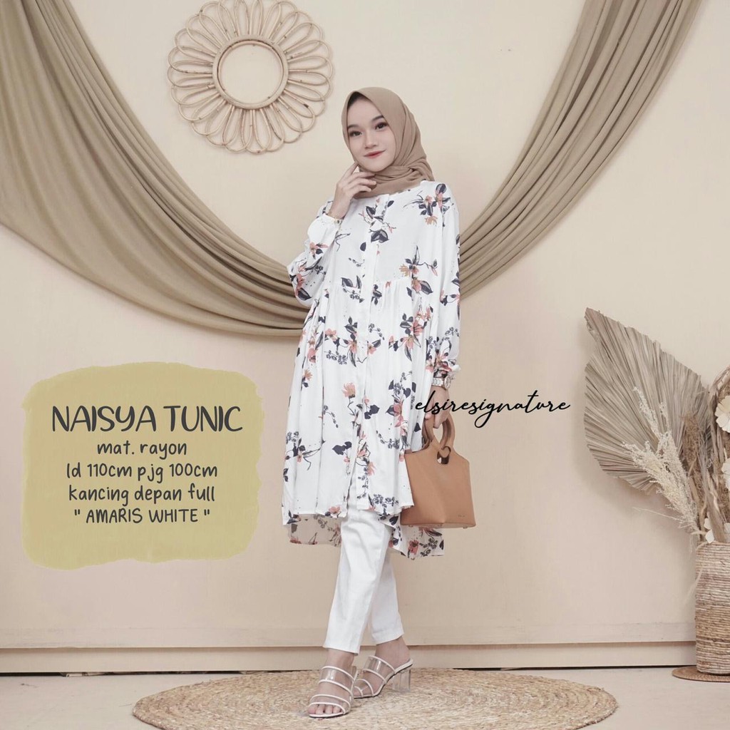 Naisya Tunic Elsire Tunik Rayon Ibu Muslim Kantor Casual Premium