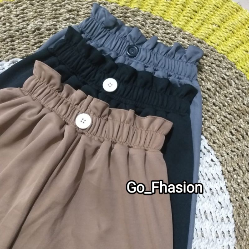 CELANA WANITA TRENDY_CELANA KULOT KERUT SUSUN KANCING DEPAN_CELANA KULOT HIGH WAIST WANITA TERBARU