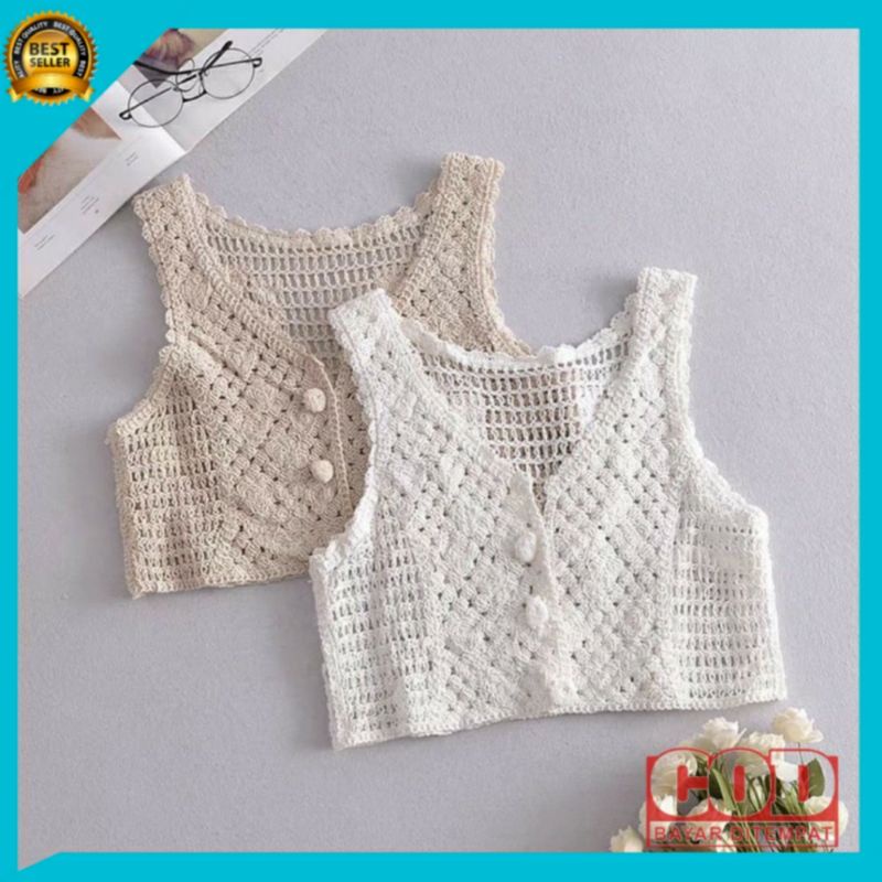 Vest Rajut Wanita Crop Korean Style Import