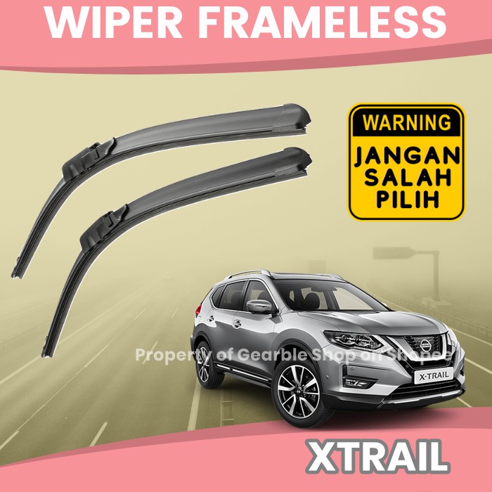 WIPER MOBIL XTRAIL WIPER DEPAN XTRAIL KARET WIPER KACA MOBIL FRAMELESS XTRAIL SEPASANG SATU 1 SET
