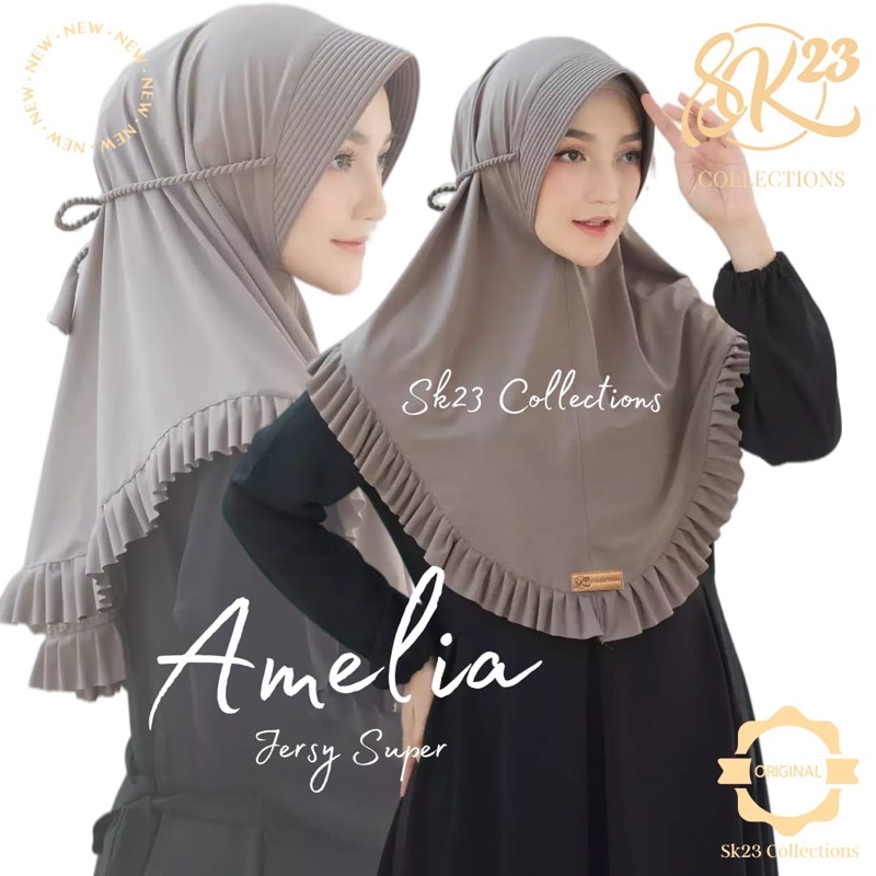 MUGHNI - SK23 COLLECTIONS / AMELIA REMPEL TALI HIJAB BERGO INSTAN PED