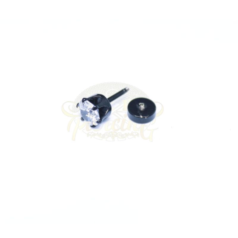 Anting Permata Black / Anting permata Pria UK  6mm / Anting Titanium / Anting Tusuk Pria