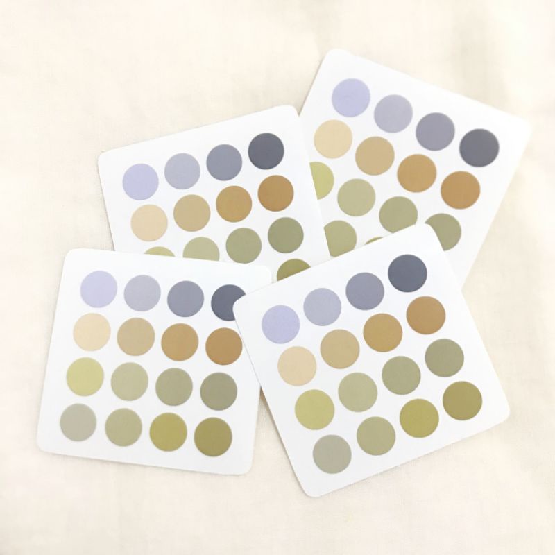 

Stiker Dots Isi 16 & 27 / Sticker Basic Small Circle Bulat Cutting Color Tones Pastel Tempel DIY
