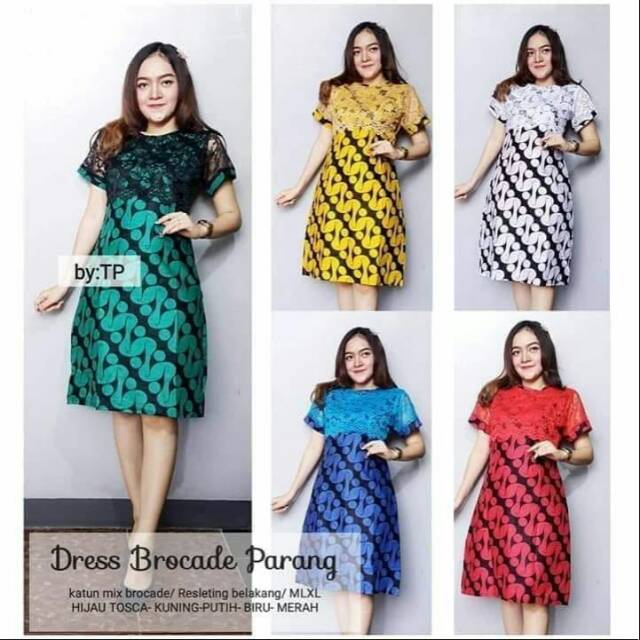 DRESS BROCADE PARANG BROKLAT LACE MINI DRESS BATIK MODERN WARNA