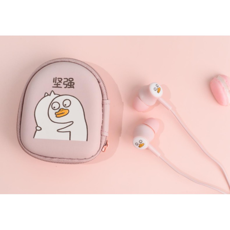 [E-211] Set Headset Earphone Karakter BEBEK / Wadah Earphone Kartun BEBEK Duck Lucu