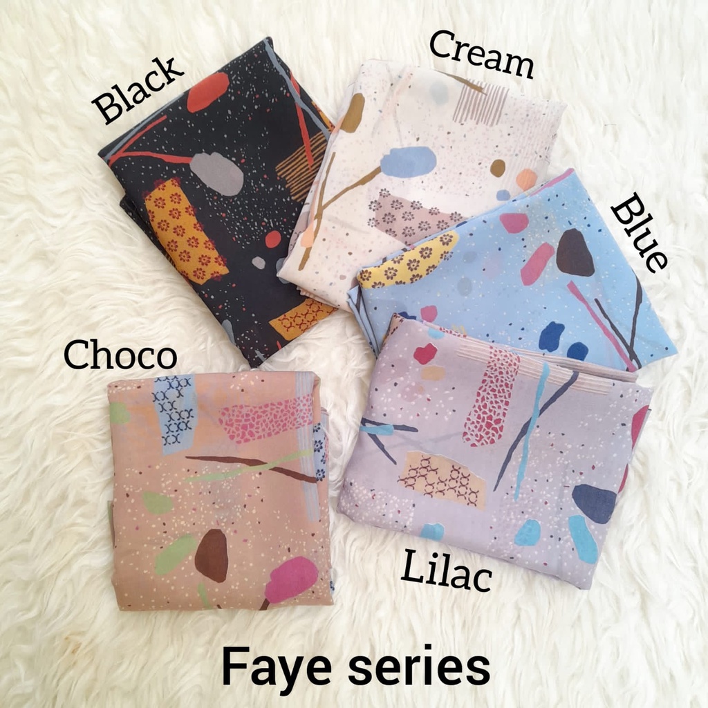 HIJAB FAYE/HIJAB SEGIEMPAT/JILBAB SEGI EMPAT/KERUDUNG SEGI4/SQUARE MOTIF ABSTRAK/POLYCOTTON