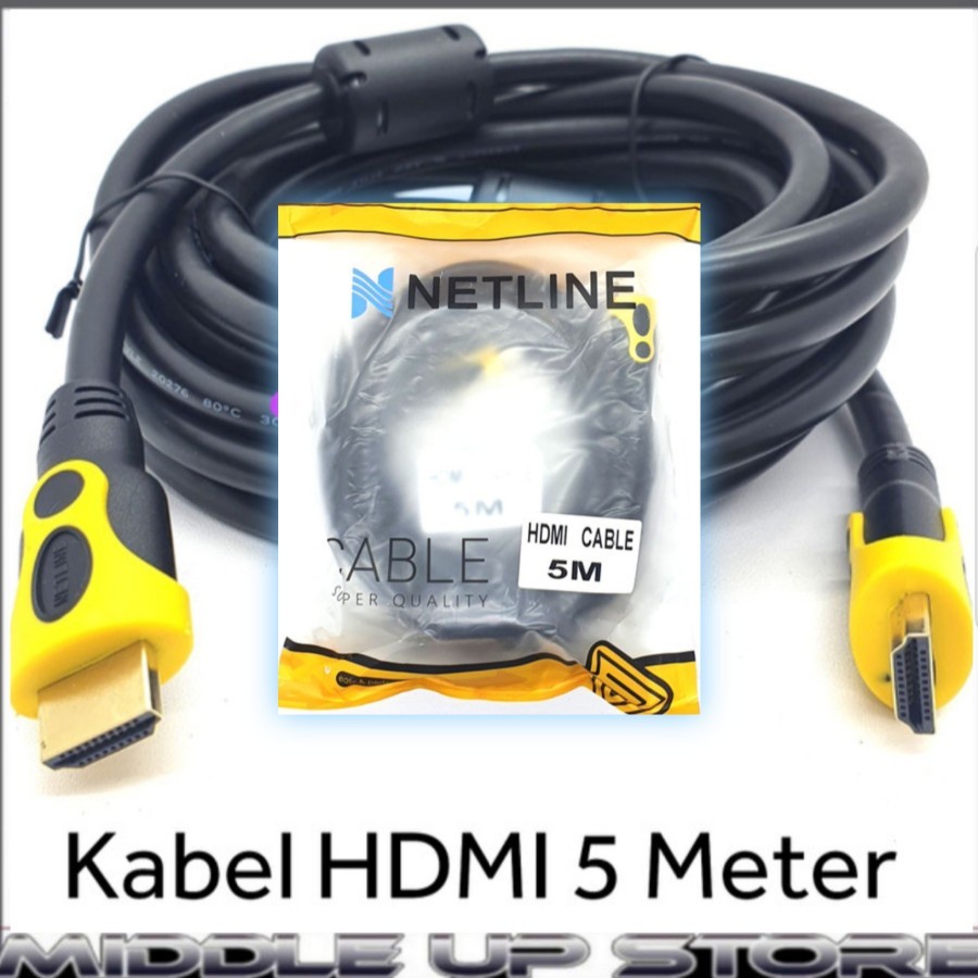 Kabel HDMI 5M Netline Gold Plated Cable HDTV 5 Meter 1080P versi 2.0