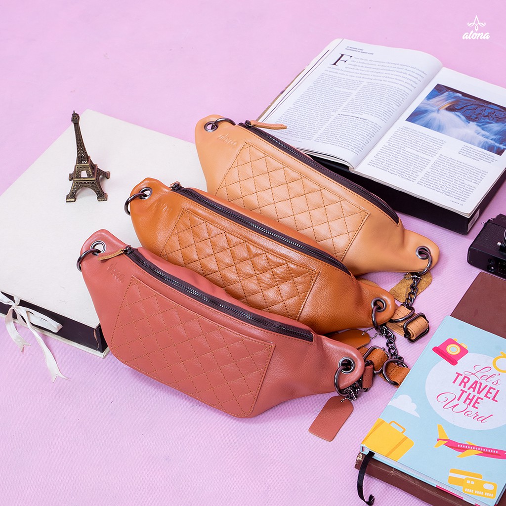  tas  selempang  wanita  waistbag wanita  kulit asli Alona 