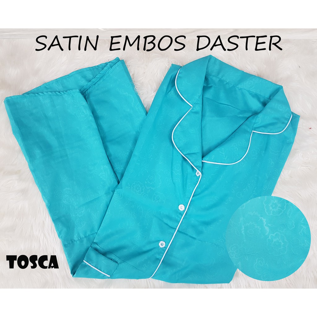 Fortglass DST Saten Sleepwear Baju Tidur Daster Wanita Dewasa Lengan Pendek Satin Embos-1