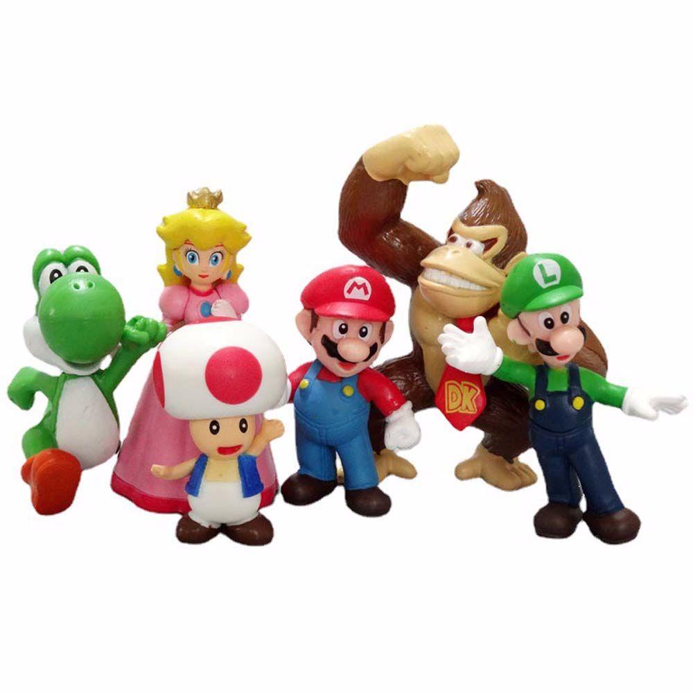 Needway   Patung Action Figurine 6pcs/set Koleksi Model Peach Dekorasi Desktop Hiasan Rumah Mario Super Mario Bros