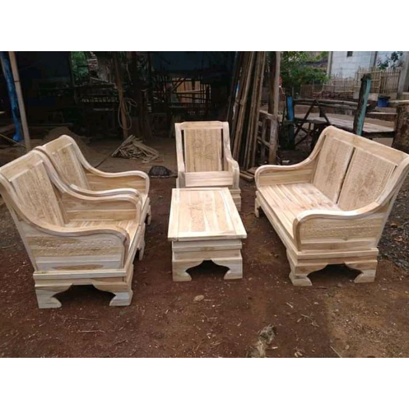 Kursi Tamu Minimalis Mentahan Kayu Jati