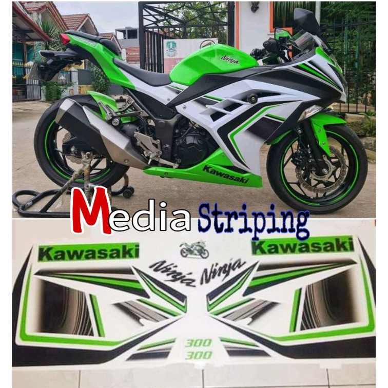 Sticker Striping Ninja 250FI ABS ( Limited Edition ) Tahun 2016 Hijau - Putih