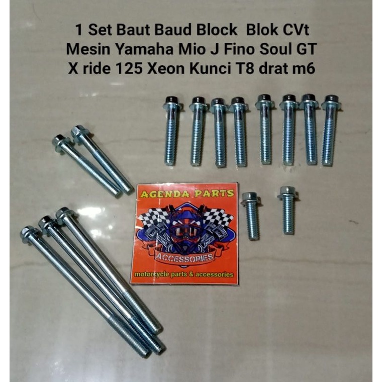 1 Set Baut Baud Block Blok CVt Mesin Yamaha Mio J Fino Soul GT X ride 125 Xeon