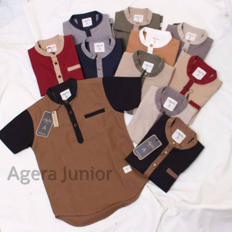 BAJU KEMEJA KOKO KEMKO ANAK LENGAN PENDEK KOMBINASI by AGERA JUNIOR