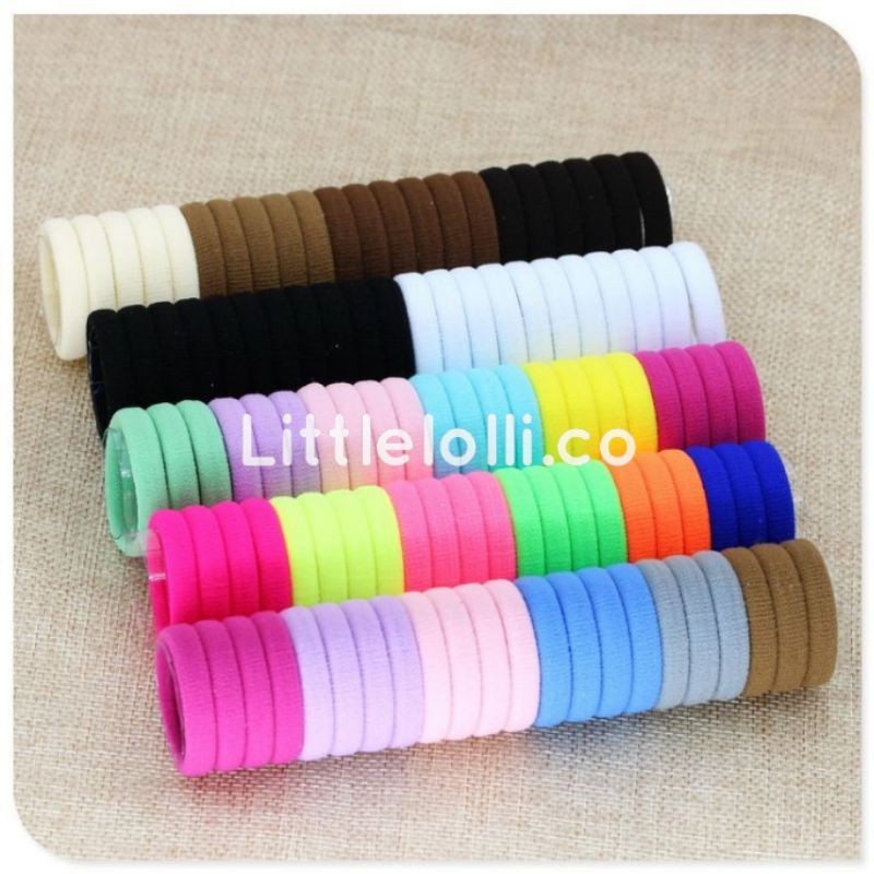 KARET RAMBUT POLOS HITAM COKLAT PINK GELANG TANGAN LITTLELOLLI.CO