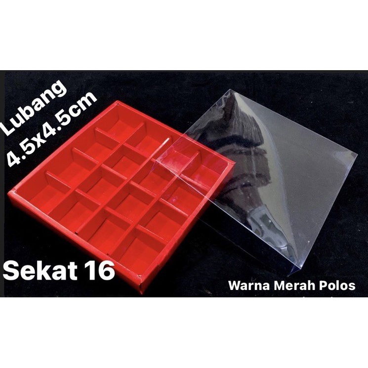 

(5 Pcs) Box Nastar Sekat 16 Merah Tutup Full Mika Dus Cookies Kue Kering Kotak Packaging Hampers Natal Imlek