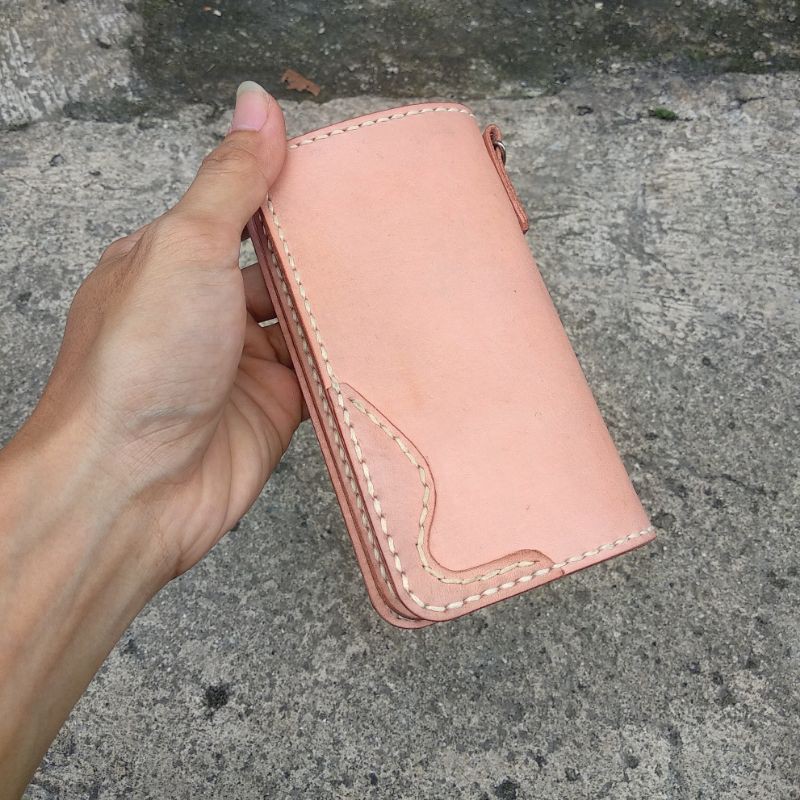 custom long wallet vegtan natural