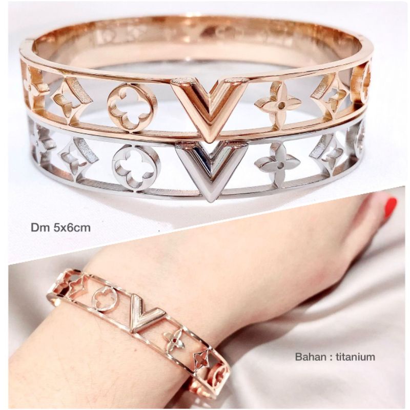 Gelang Titanium asli motif elv Premium Quality bahan tebal Stainless steel anti karat Gt183