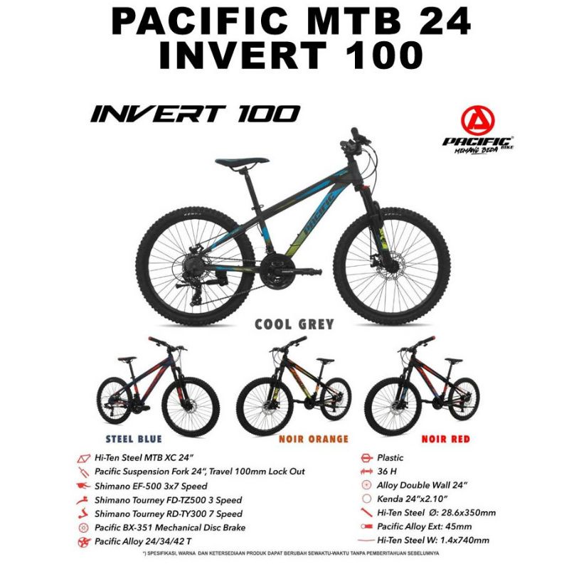 SEPEDA MTB 24 INCH PACIFIC INVERT 100 HI-TEN MURAH BARU ASLI ORIGINAL REMAJA BNIB KREDIT CICILAN