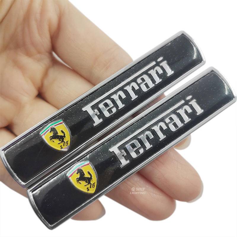 2pcs Stiker Emblem Logo Ferrari Metal Untuk Fender Samping Mobil Ferrari