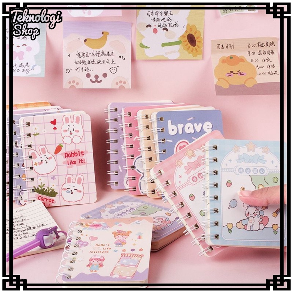 Buku Mini A7 Notebook Ring Motif Spiral Mini A7 /Buku Catatan Mini Ring /Memo Tulis /DiaryBook