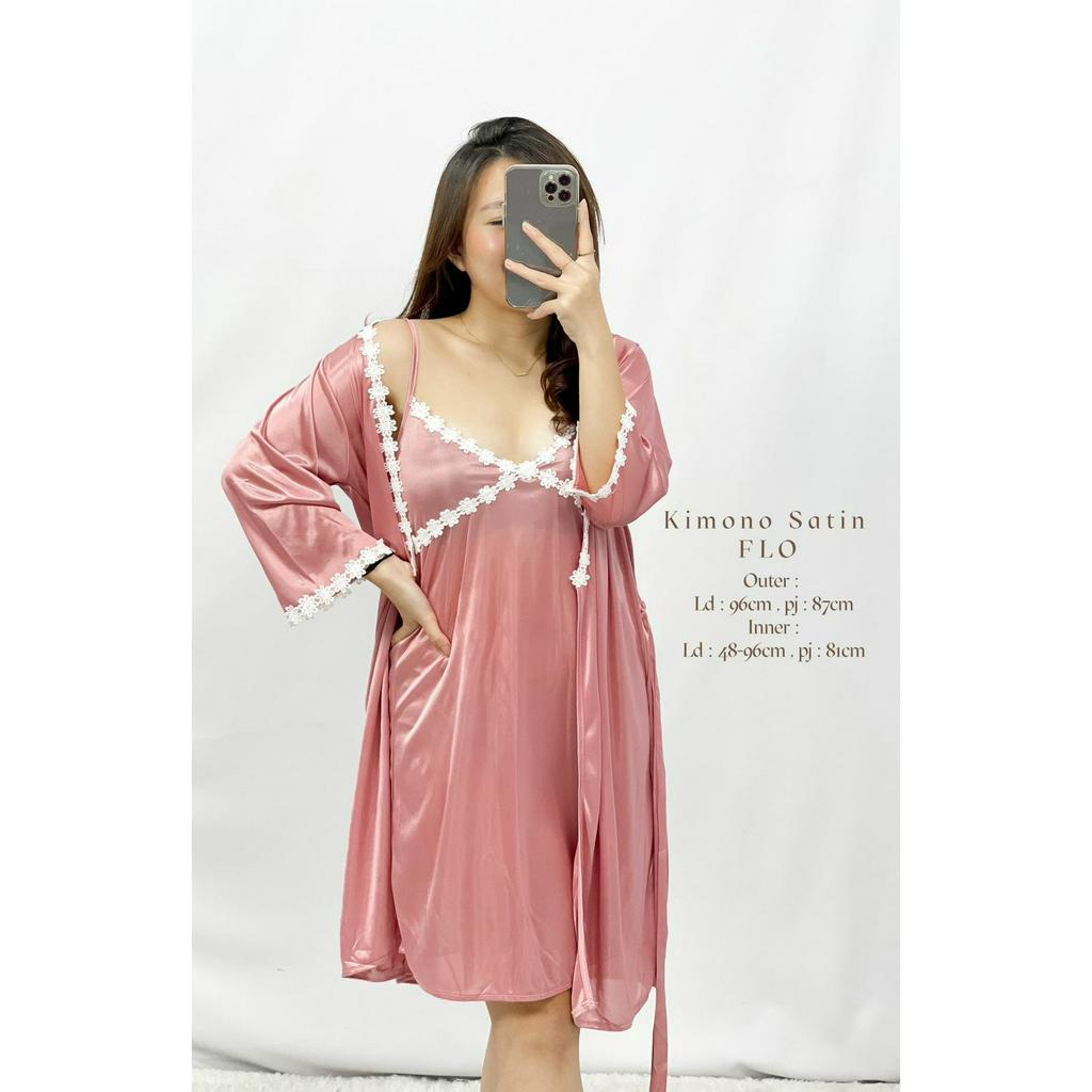 Dress Kimono Wanita Lingerie Sexy Baju Tidur 2in1 Lingerie Flow HOPYLOVY