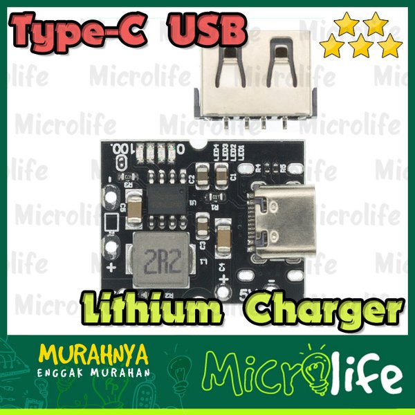 Type-C USB 5V 2A Step-Up Lithium 18650 Battery Charger Module