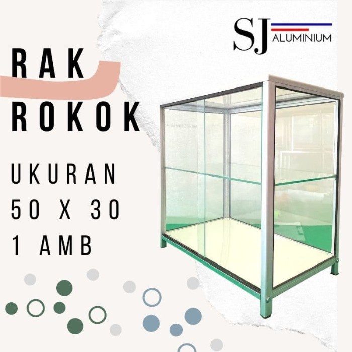 Etalase Kaca - Rokok/Makanan/Warung - Ukuran 50 Cm X 30 Cm + 1 Ambalan