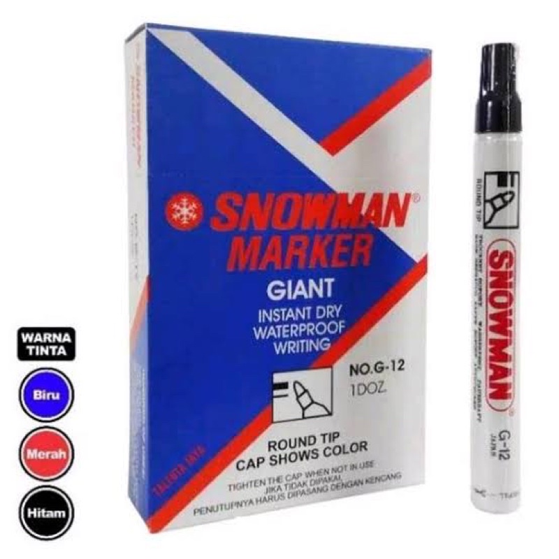 SPIDOL SNOWMAN BOARDMAKER HITAM MERAH BIRU BESAR papan tulis