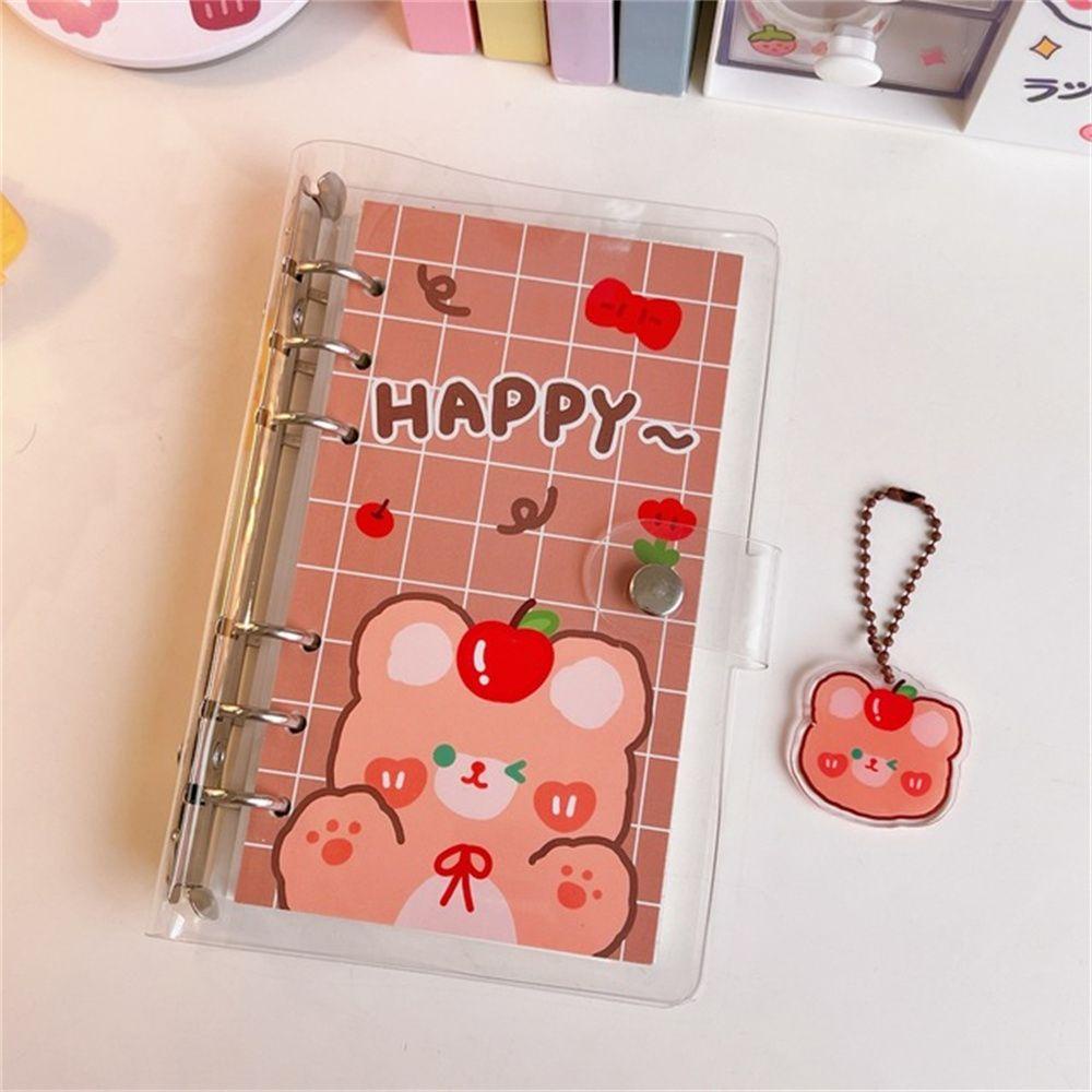 [Elegan] Binder Notebook Kawaii Perlengkapan Sekolah Transparan 6cincin Planner Book Dengan Liontin Spiral Note Book