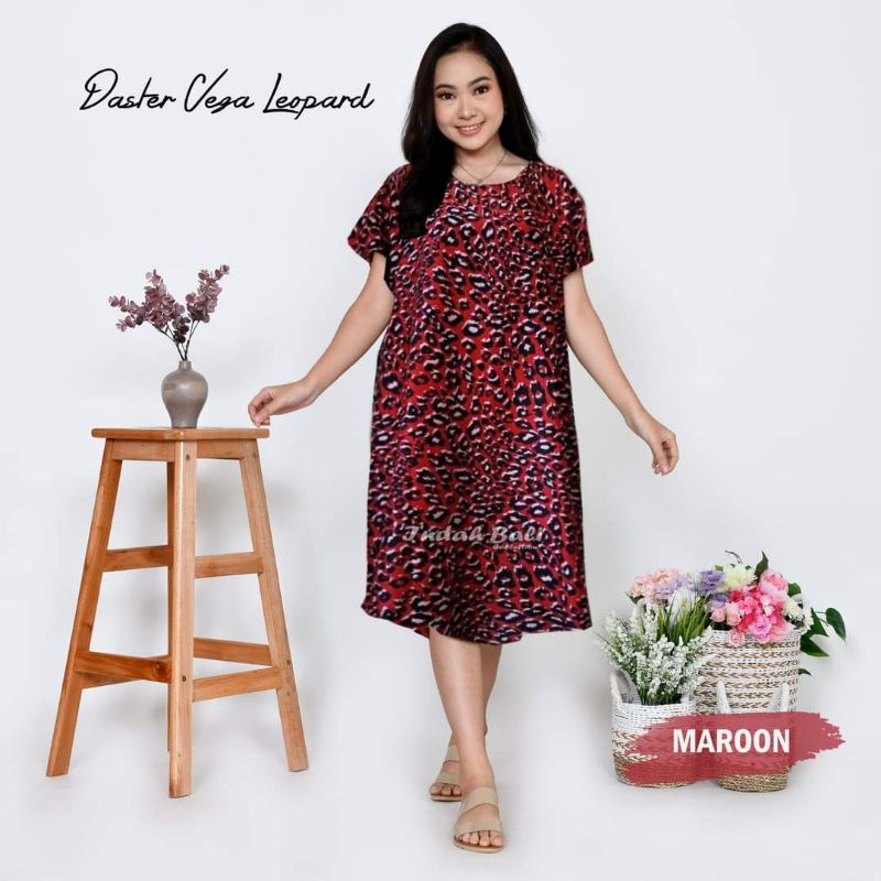 Daster Rayon Bali Adem Leopard Baju tidur Dress pendek