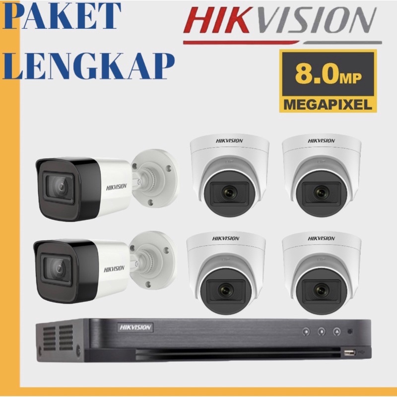 PAKET KAMERA CCTV HIKVISION 6 KAMERA 8MP FULL HD DVR 8 CHANNEL HIKVISION KOMPLIT